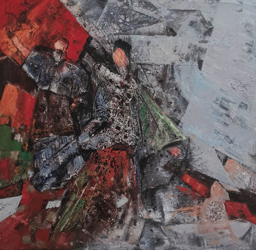 智超作品3《族语》100X100cm 布面油画2020年